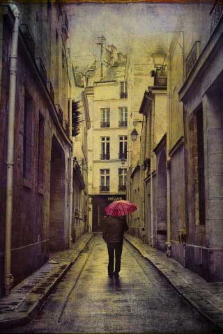 Man walking with an umbrella